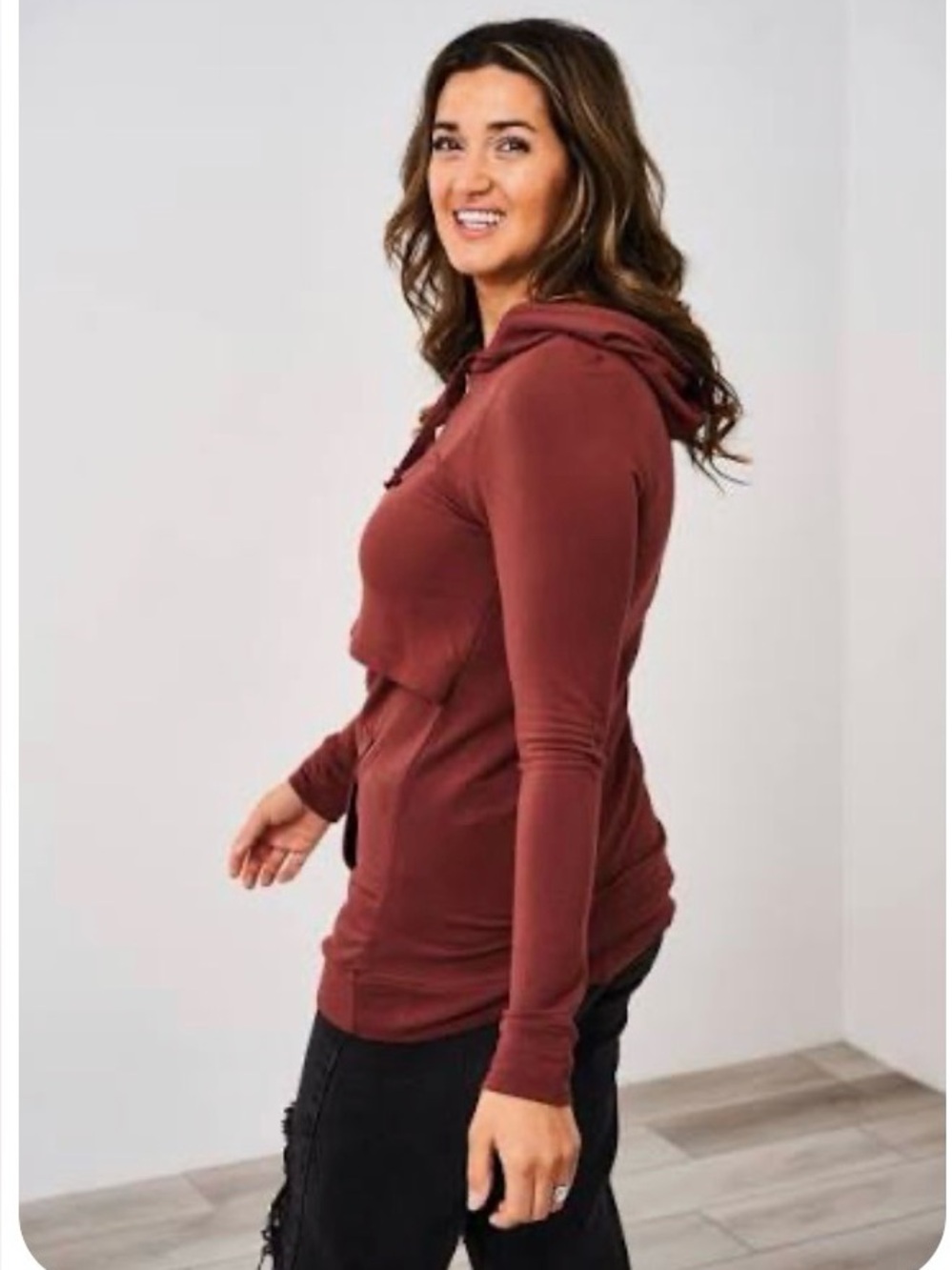 Latched Mama Cloud Hooded Nursing Top in Clay (Rust)